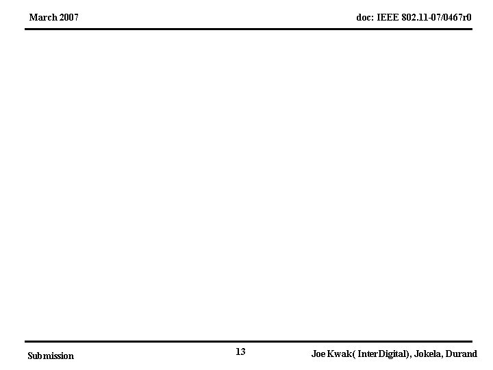 March 2007 Submission doc: IEEE 802. 11 -07/0467 r 0 13 Joe Kwak( Inter.