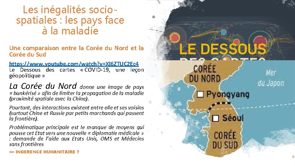 Les inégalités sociospatiales : les pays face à la maladie Une comparaison entre la