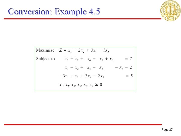 Conversion: Example 4. 5 Page 27 