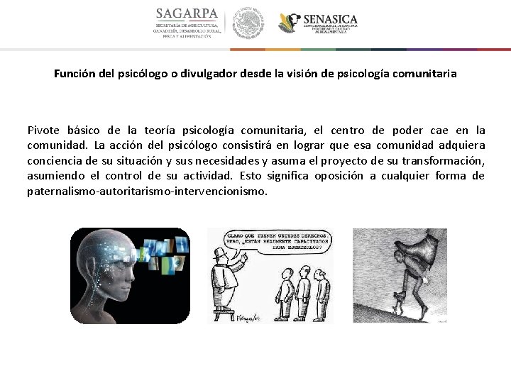 Función del psicólogo o divulgador desde la visión de psicología comunitaria Pivote básico de