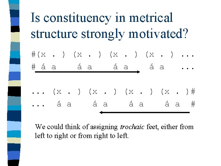 Is constituency in metrical structure strongly motivated? #(x. ). . . # á a