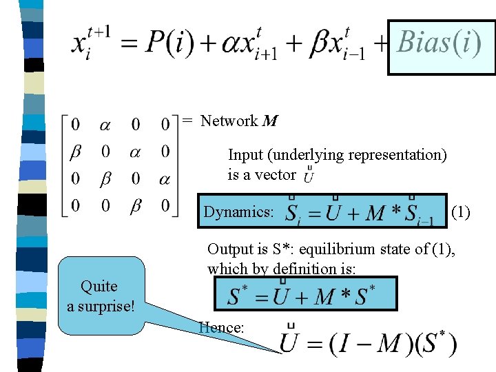 = Network M Input (underlying representation) is a vector Dynamics: Quite a surprise! (1)