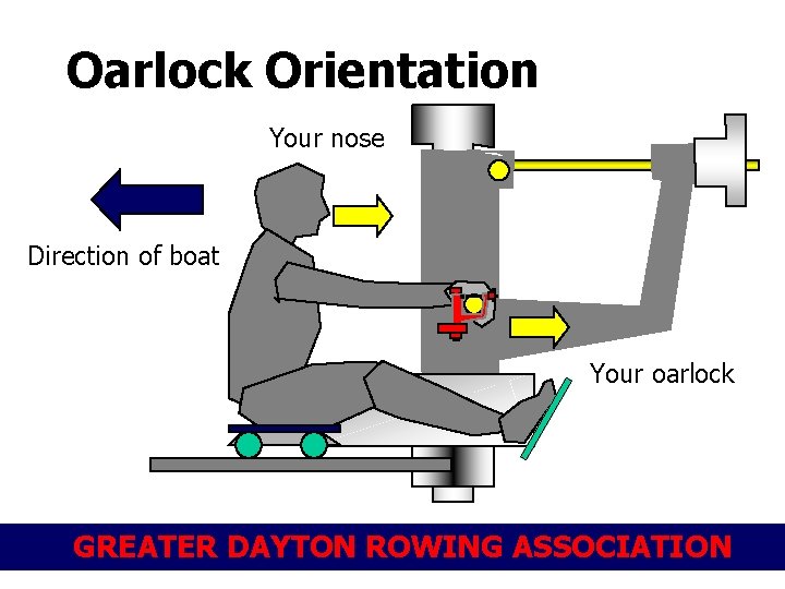 Oarlock Orientation Your nose Direction of boat Your oarlock GREATER DAYTON ROWING ASSOCIATION 