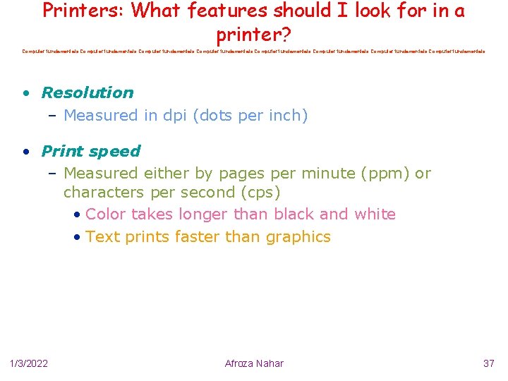 Printers: What features should I look for in a printer? Computer fundamentals Computer fundamentals