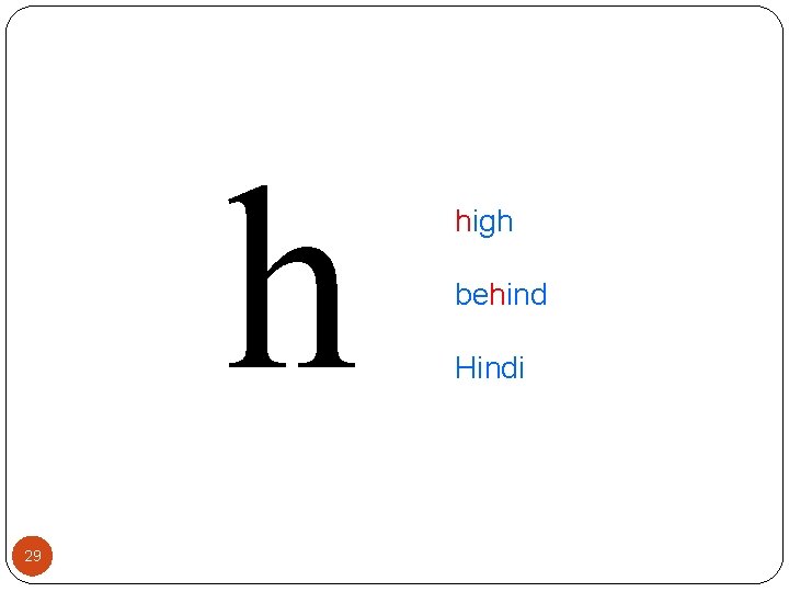 h 29 high behind Hindi 