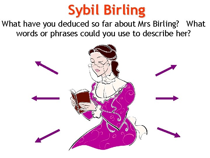 Sybil Birling What have you deduced so far about Mrs Birling? What words or