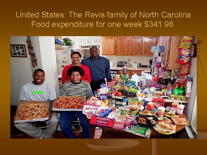 United States: The Revis family of North Carolina Food expenditure for one week $341.