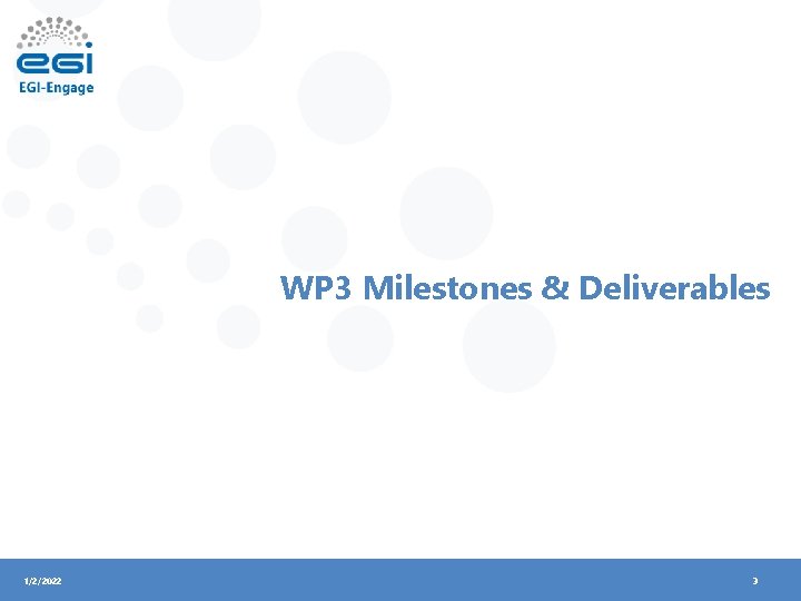 WP 3 Milestones & Deliverables 1/2/2022 3 