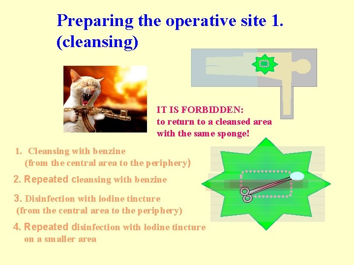 Preparing the operative site 1. (cleansing) IT IS FORBIDDEN: to return to a cleansed Preparing the operative site 1. (cleansing) IT IS FORBIDDEN: to return to a cleansed