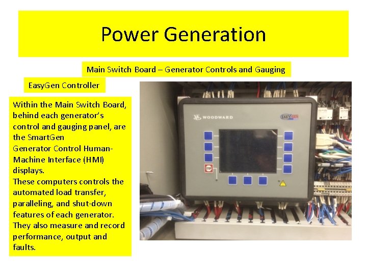 Power Generation Main Switch Board – Generator Controls and Gauging Easy. Gen Controller Within