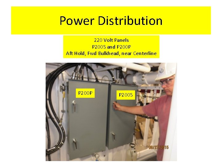 Power Distribution 220 Volt Panels P 200 S and P 200 P Aft Hold,