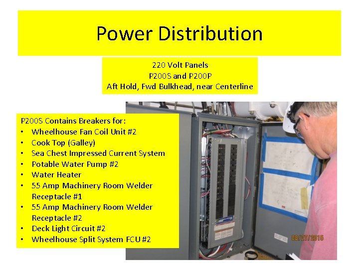 Power Distribution 220 Volt Panels P 200 S and P 200 P Aft Hold,