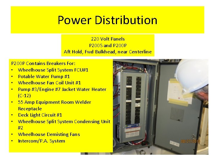 Power Distribution 220 Volt Panels P 200 S and P 200 P Aft Hold,