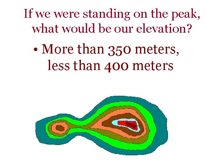 If we were standing on the peak, what would be our elevation? • More