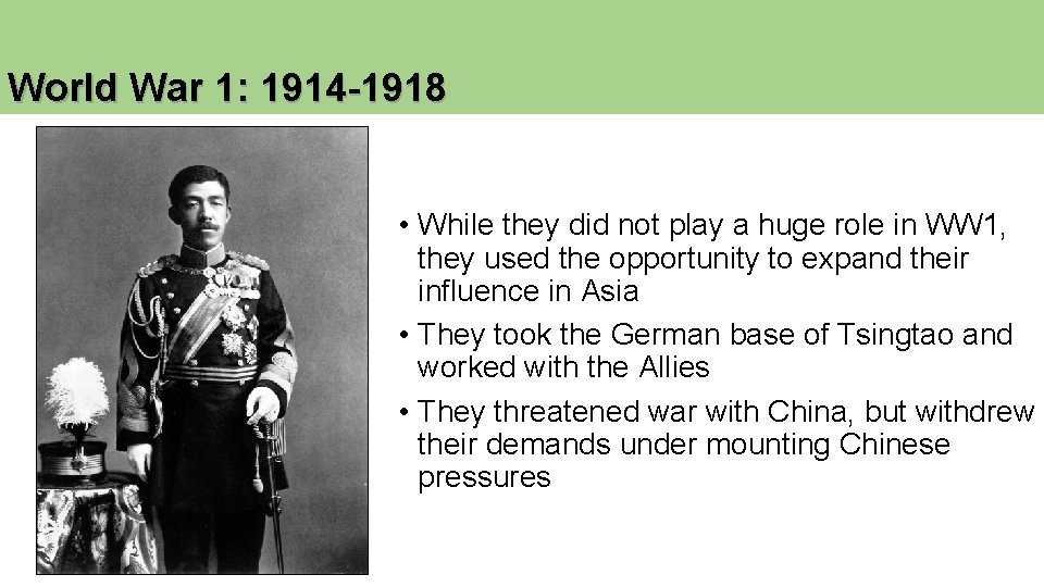 World War 1: 1914 -1918 • While they did not play a huge role World War 1: 1914 -1918 • While they did not play a huge role