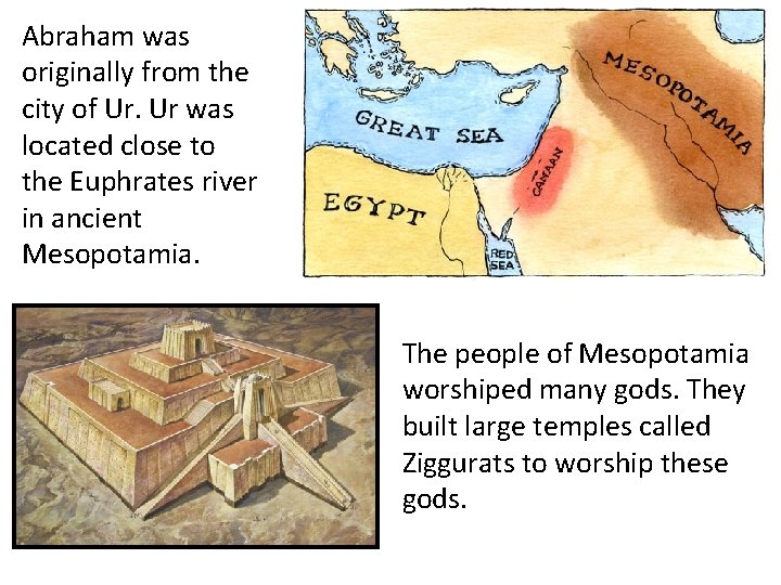 Abraham was originally from the city of Ur. Ur was located close to the