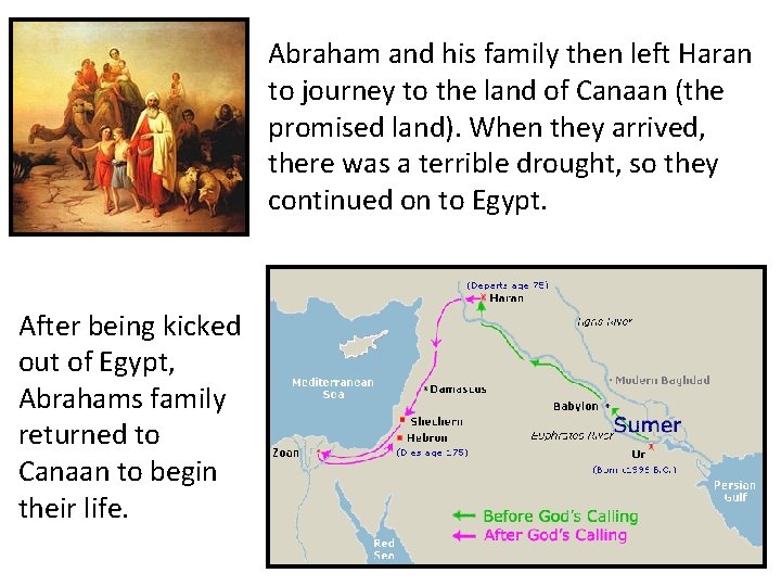 Abraham and his family then left Haran to journey to the land of Canaan