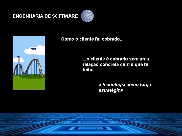 ENGENHARIA DE SOFTWARE Como o cliente foi cobrado. . . o cliente é cobrado