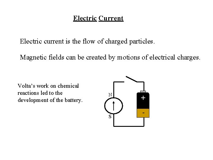 Electric Current Electric current is the flow of charged particles. Magnetic fields can be