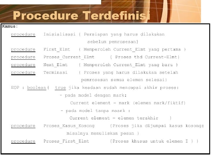 Procedure Terdefinisi 