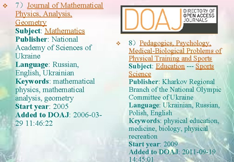 v 7）Journal of Mathematical Physics, Analysis, Geometry Subject: Mathematics Publisher: National Academy of Sciences