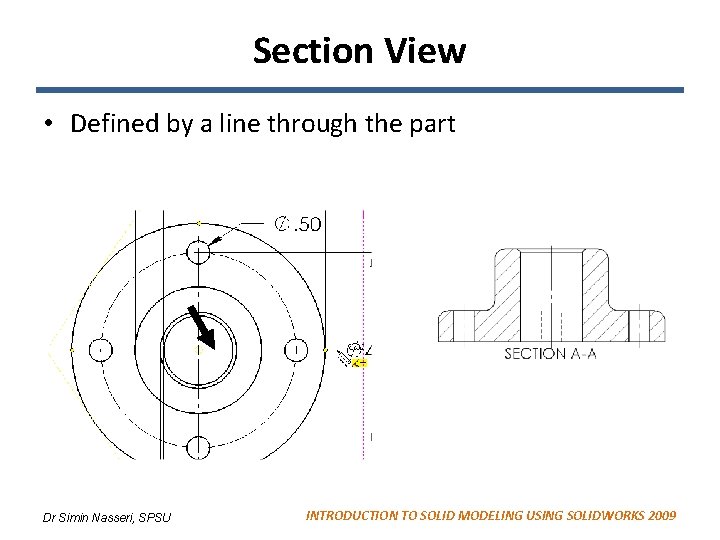 Section View • Defined by a line through the part Dr Simin Nasseri, SPSU