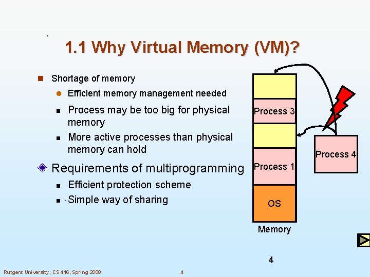 1. 1 Why Virtual Memory (VM)? n Shortage of memory l Efficient memory management 1. 1 Why Virtual Memory (VM)? n Shortage of memory l Efficient memory management