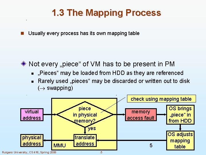 1. 3 The Mapping Process n Usually every process has its own mapping table 1. 3 The Mapping Process n Usually every process has its own mapping table