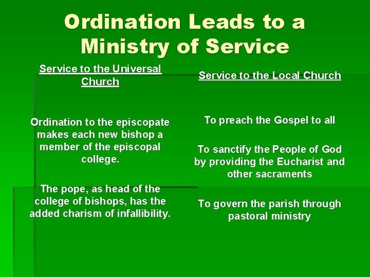 Ordination Leads to a Ministry of Service to the Universal Church Ordination to the