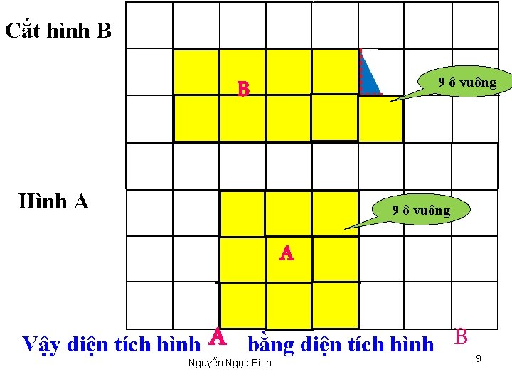 Cắt hình B B 9 ô vuông B Hình A 9 ô vuông A