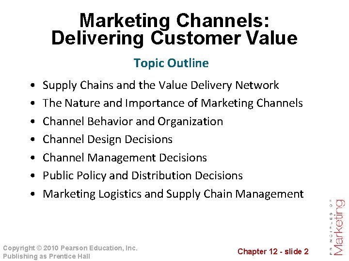 Chapter Twelve Marketing Channels Delivering Customer Value Chapter
