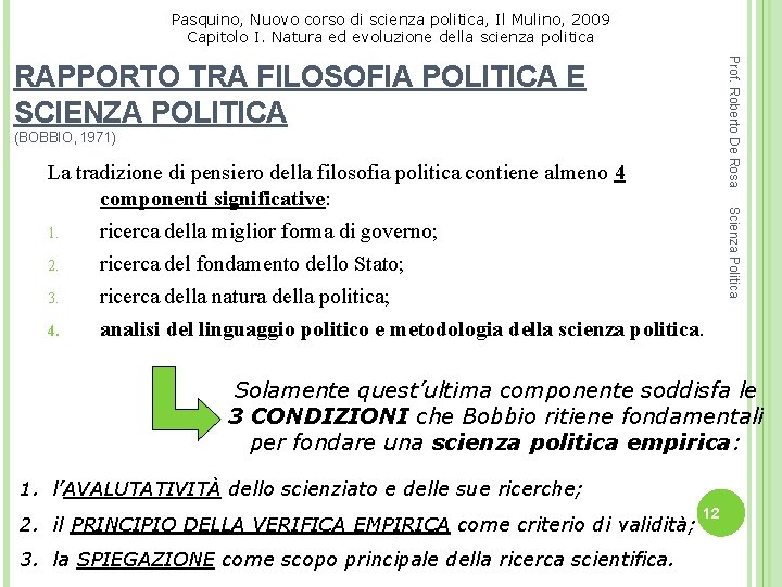 Pasquino, Nuovo corso di scienza politica, Il Mulino, 2009 Capitolo I. Natura ed evoluzione