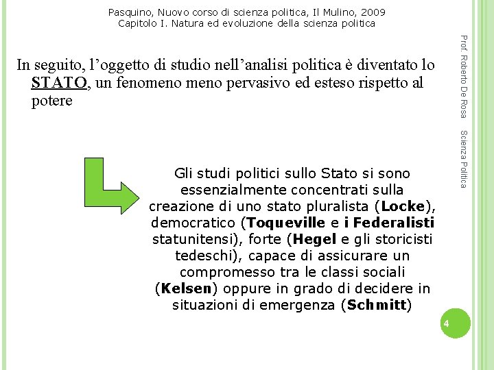 Pasquino, Nuovo corso di scienza politica, Il Mulino, 2009 Capitolo I. Natura ed evoluzione