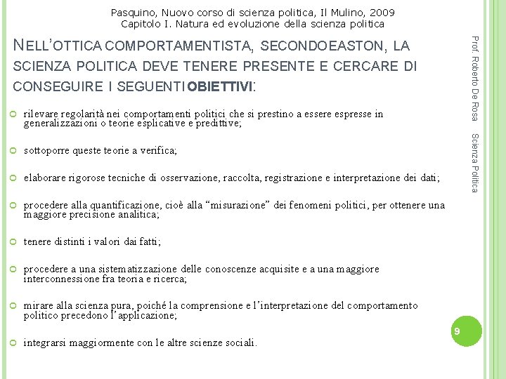 Pasquino, Nuovo corso di scienza politica, Il Mulino, 2009 Capitolo I. Natura ed evoluzione