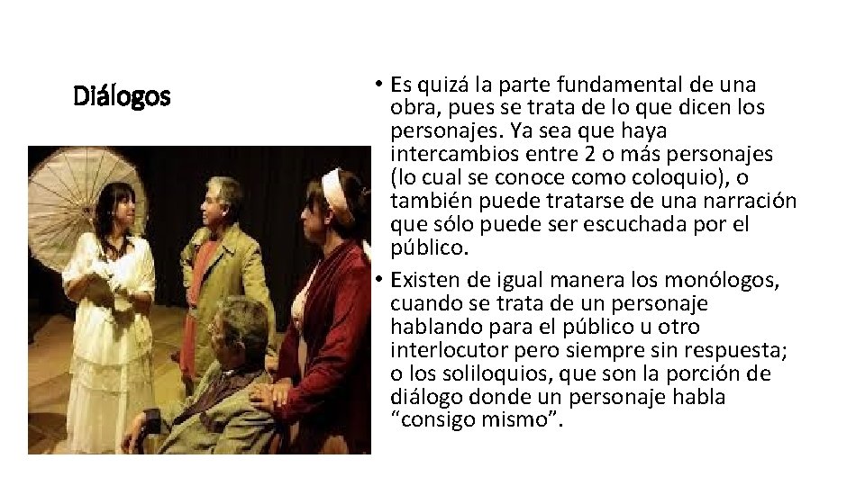 Las partes de una obra de teatro se