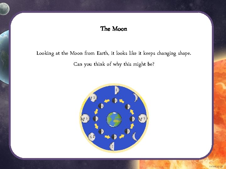 The Moon Looking at the Moon from Earth, it looks like it keeps changing The Moon Looking at the Moon from Earth, it looks like it keeps changing