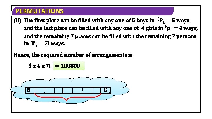 PERMUTATIONS (ii) The first place can be filled with any one of 5 boys PERMUTATIONS (ii) The first place can be filled with any one of 5 boys