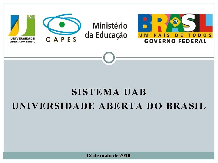 SISTEMA UAB UNIVERSIDADE ABERTA DO BRASIL 18 de maio de 2010 