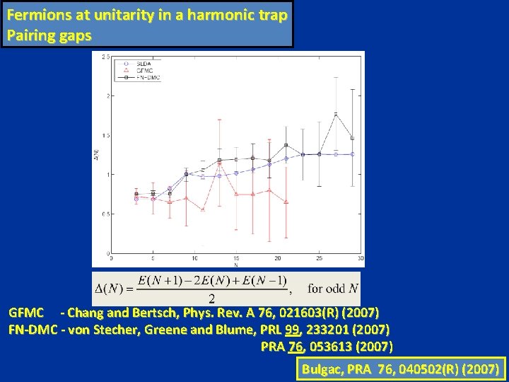 Fermions at unitarity in a harmonic trap Pairing gaps GFMC - Chang and Bertsch, Fermions at unitarity in a harmonic trap Pairing gaps GFMC - Chang and Bertsch,