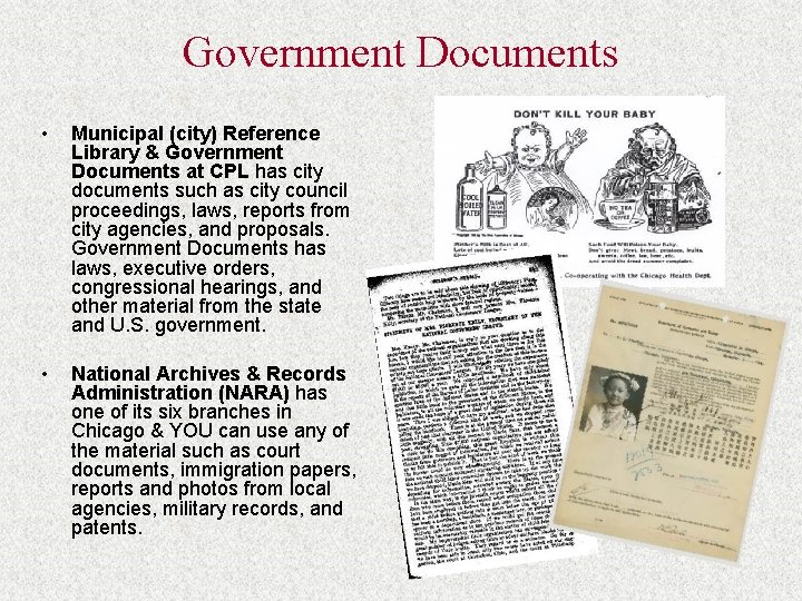 Government Documents • Municipal (city) Reference Library & Government Documents at CPL has city