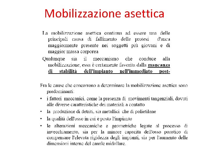 Mobilizzazione asettica 