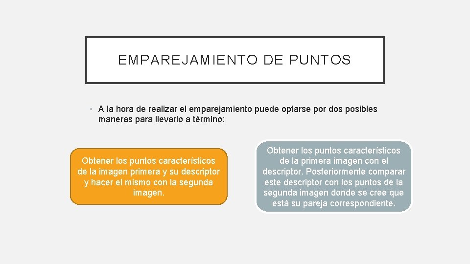 EMPAREJAMIENTO DE PUNTOS • A la hora de realizar el emparejamiento puede optarse por EMPAREJAMIENTO DE PUNTOS • A la hora de realizar el emparejamiento puede optarse por