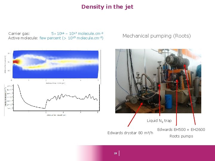 Density in the jet Carrier gas: 5× 1016 – 1017 molecule. cm-3 Active molecule: