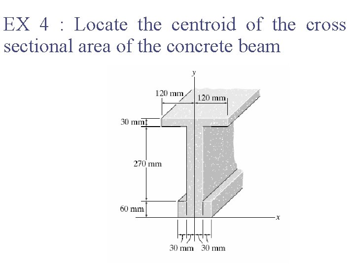 EX 4 : Locate the centroid of the cross sectional area of the concrete