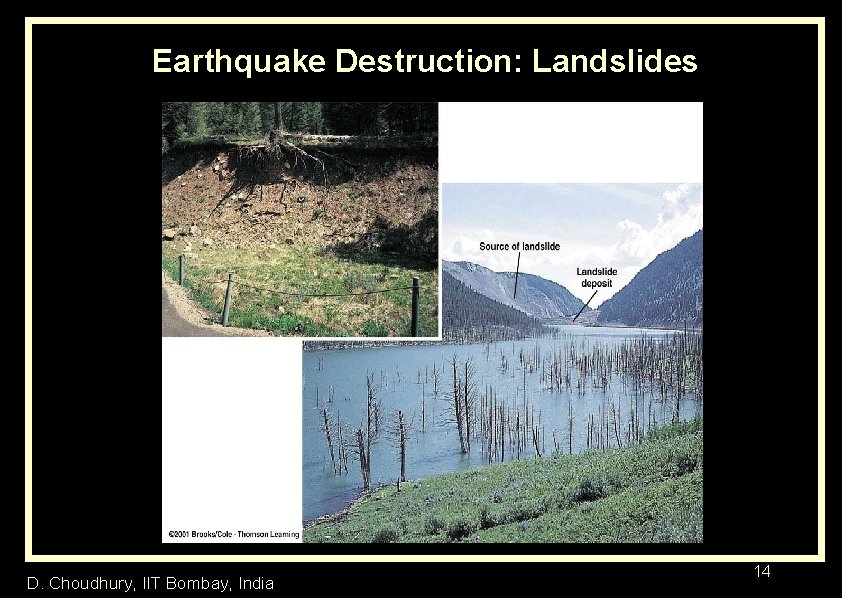 Earthquake Destruction: Landslides D. Choudhury, IIT Bombay, India 14 