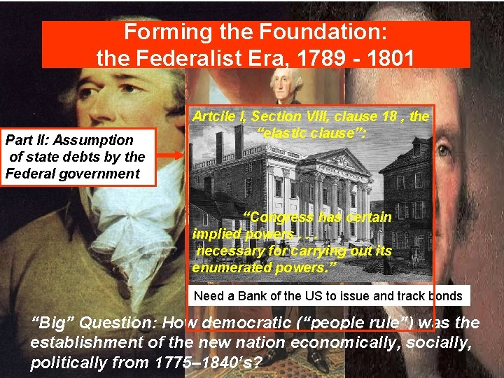 Forming the Foundation: the Federalist Era, 1789 - 1801 Part II: Assumption of state