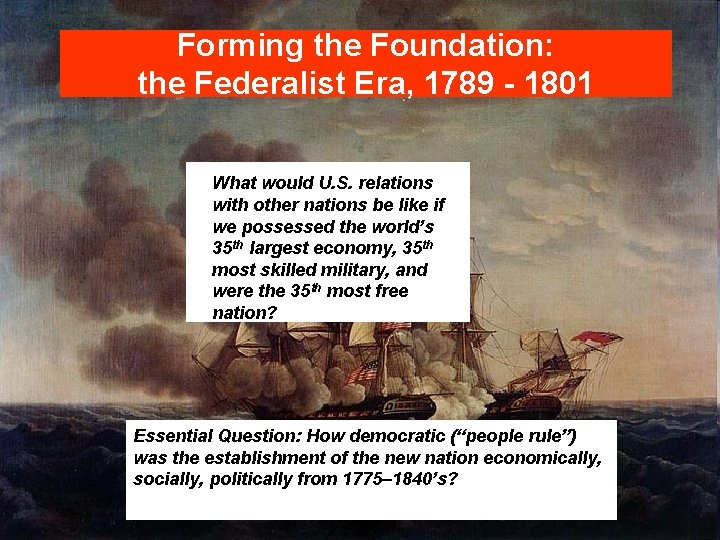 Forming the Foundation: the Federalist Era, 1789 - 1801 What would U. S. relations