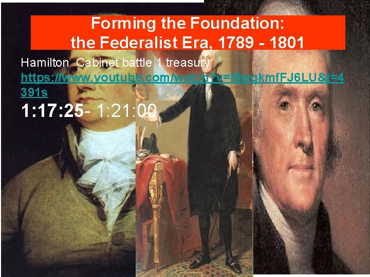 Forming the Foundation: the Federalist Era, 1789 - 1801 Hamilton Cabinet battle 1 treasury