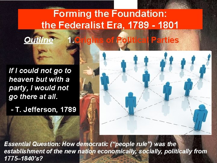 Forming the Foundation: the Federalist Era, 1789 - 1801 Outline 1. Origins of Political