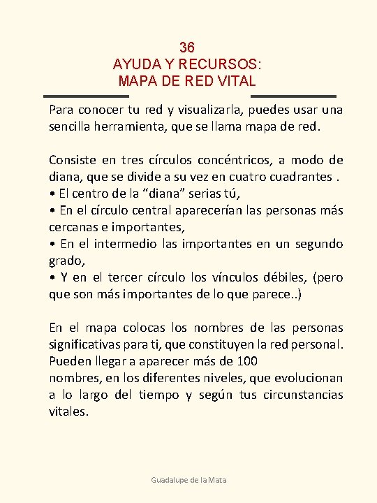 36 AYUDA Y RECURSOS: MAPA DE RED VITAL Para conocer tu red y visualizarla,